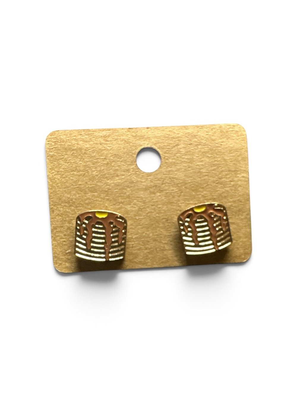 Gold Pancake Stack Stud Earrings